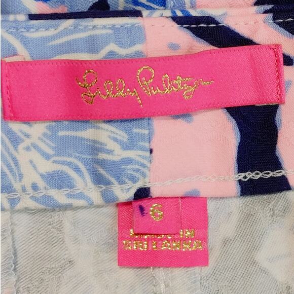 Lilly Pulitzer Kelly High Rise Crop Flare Pants Navy Amore Please Womens Size 6 - Picture 4 of 7